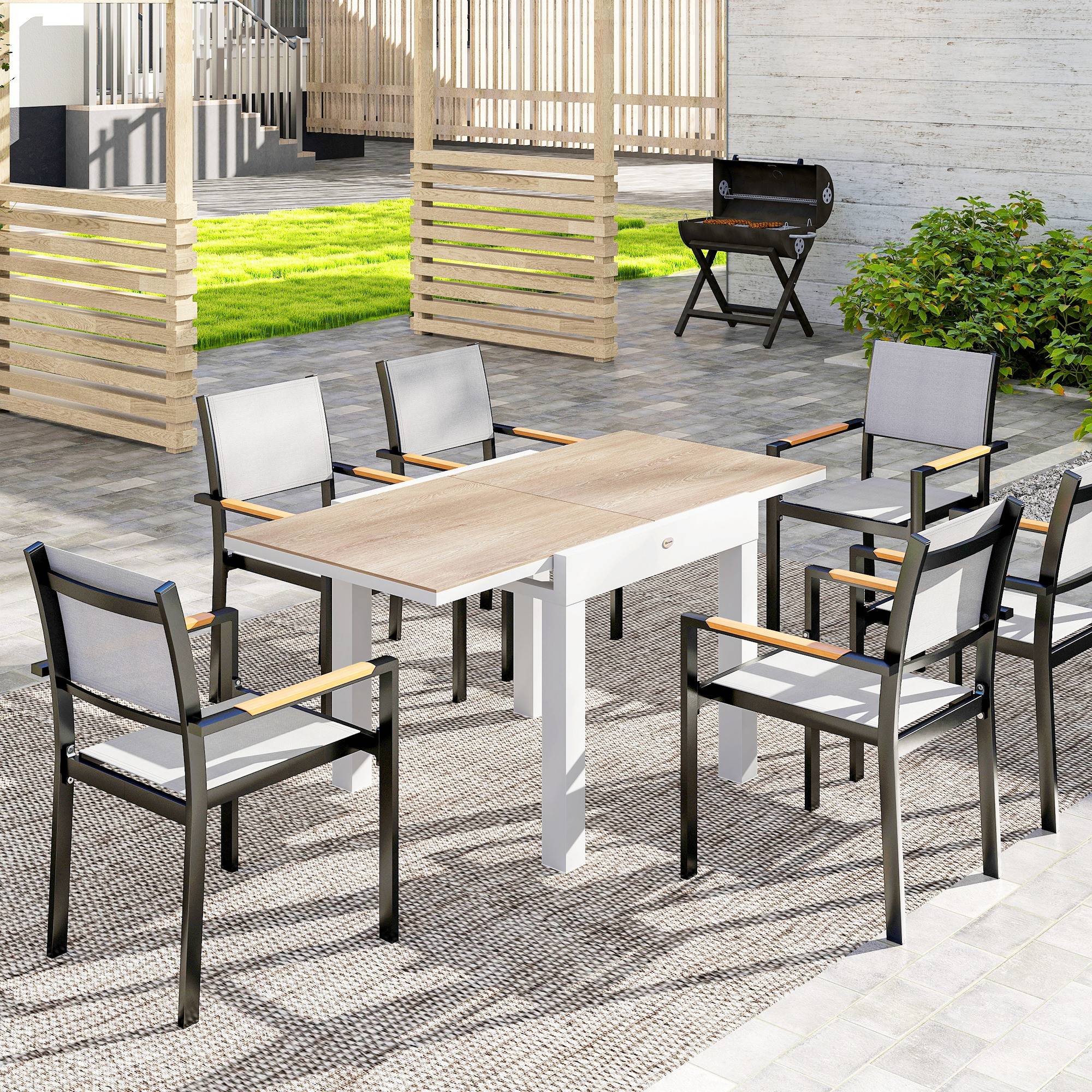 Table de jardin extensible aluminium naturel 160 x 80 x 75 cm - PANGIVO - Image 4