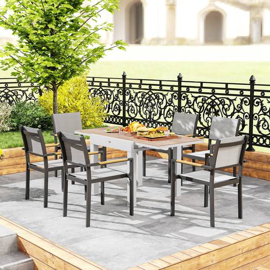 Table de jardin extensible aluminium naturel 160 x 80 x 75 cm - PANGIVO - Image 9
