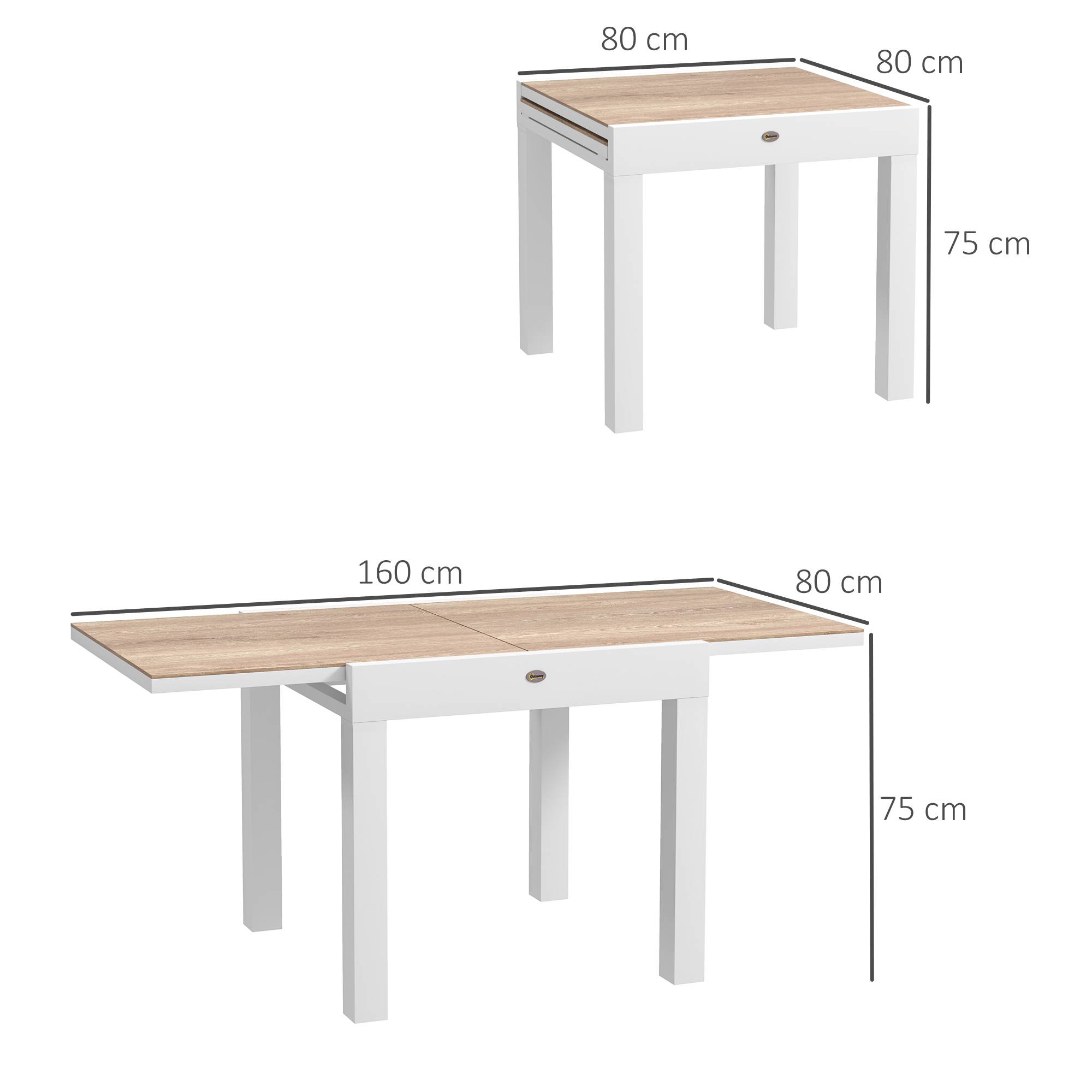 Table de jardin extensible aluminium naturel 160 x 80 x 75 cm - PANGIVO - Image 5