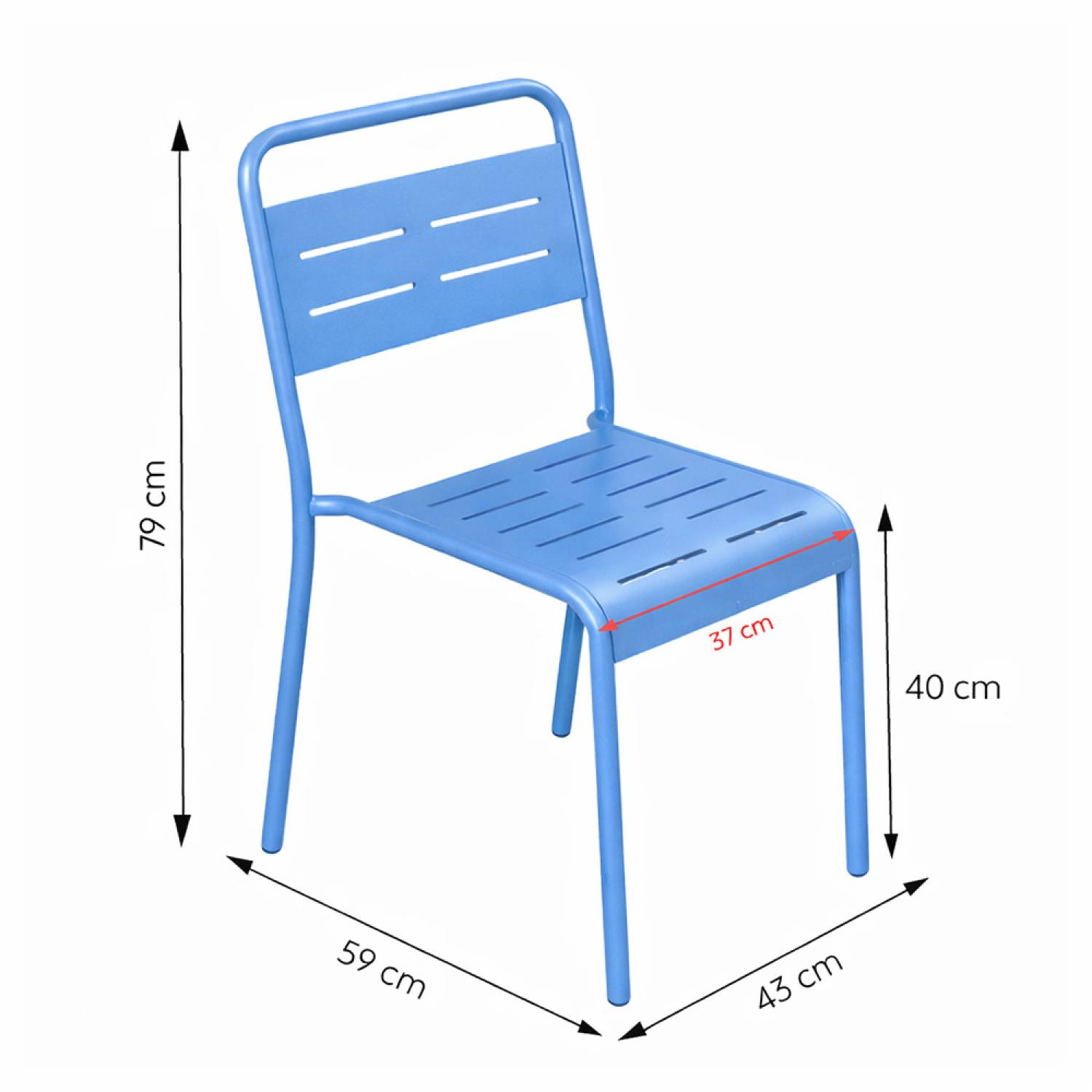 Ensemble table de jardin carrée et 4 chaises bleu BERGAME - Image 3