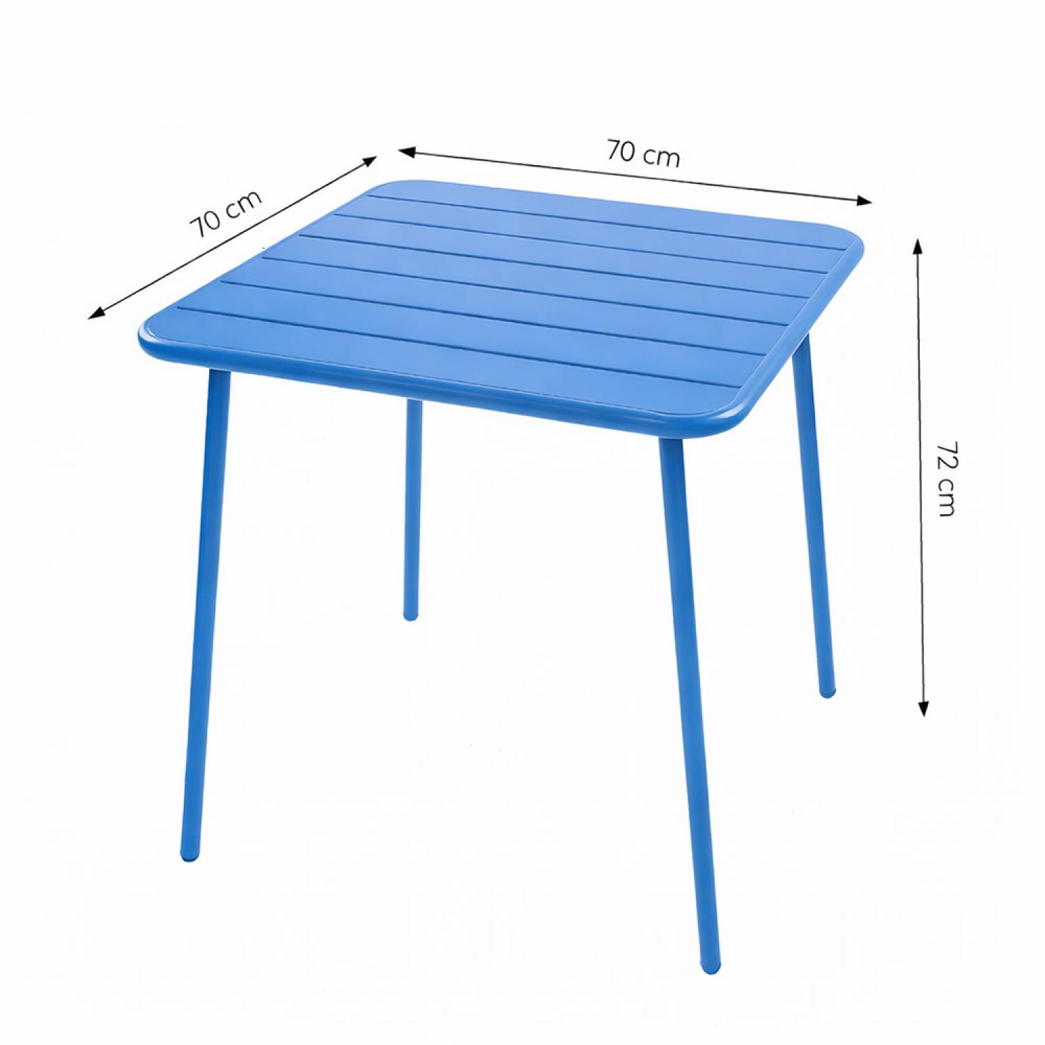 Ensemble table de jardin carrée et 4 chaises bleu BERGAME - Image 4