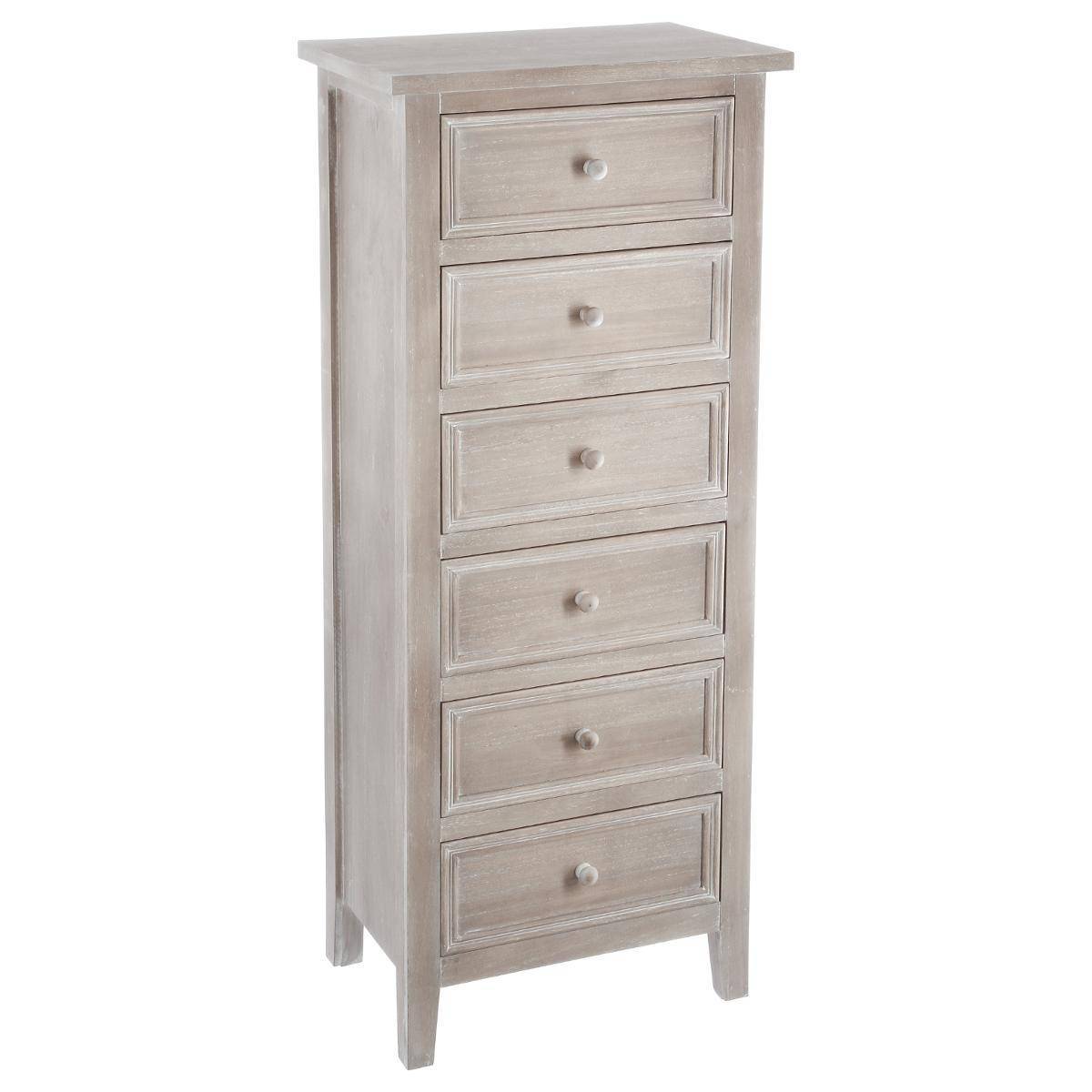 Atmosphera - Chiffonnier "Charme" bois blanchi 6 tiroirs - Atmosphera Créateur d'intérieur - Image 1