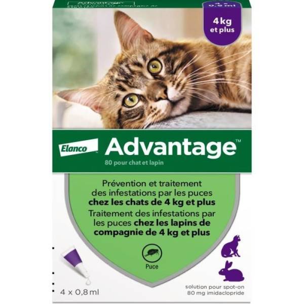 Advantage - ADVANTAGE Solution Antipuce Chat Lapin +4kg 4 pipettes