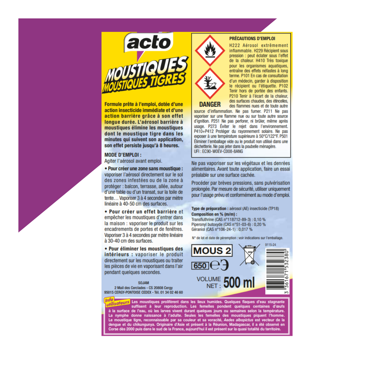 Acto - ACTO AÉROSOL BARRIÈRE MOUSTIQUES : Protection efficace contre les nuisibles - Image 3