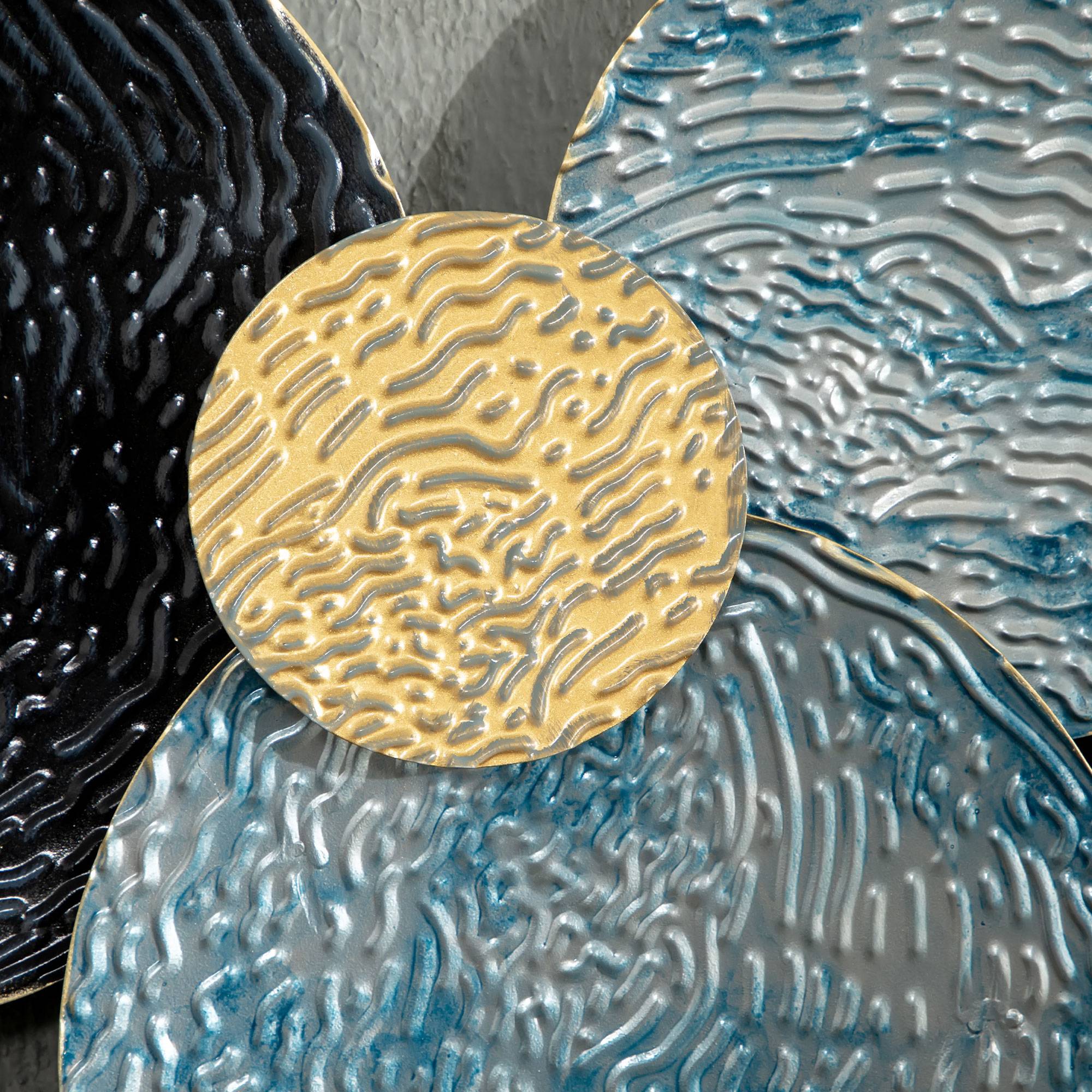 ComfortXL - Sculpture murale 3D en métal pour salon design moderne 121x53cm noir bleu or - ComfortXL Outdoor Living - Image 8
