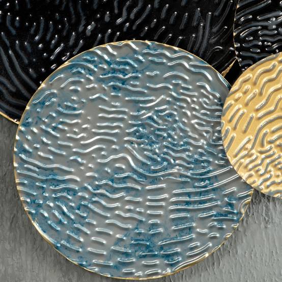 ComfortXL - Sculpture murale 3D en métal pour salon design moderne 121x53cm noir bleu or - ComfortXL Outdoor Living - Image 7