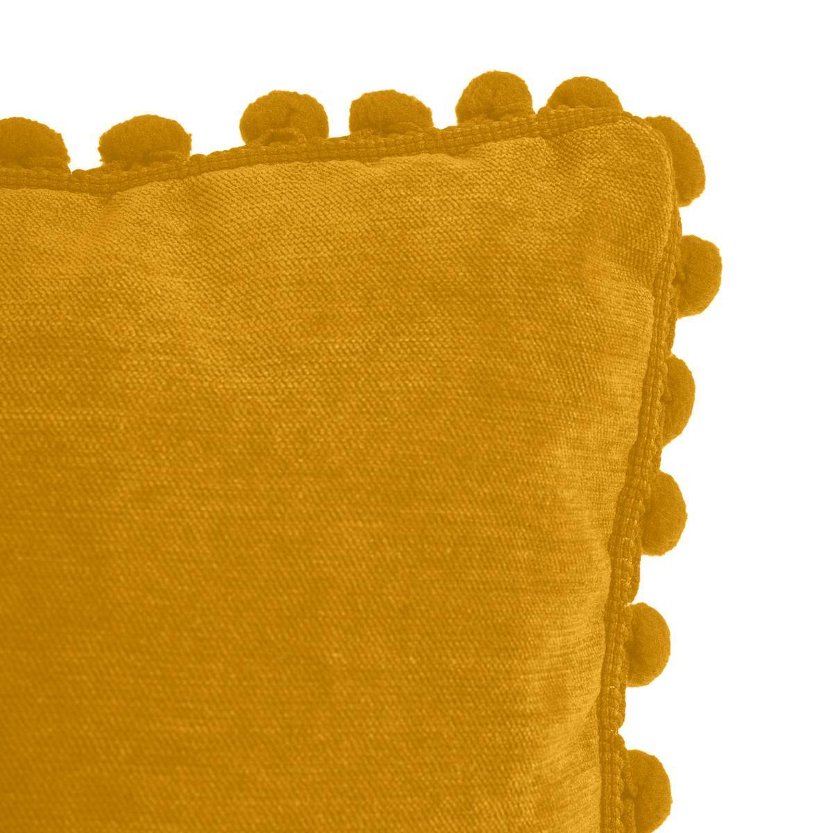 Atmosphera - Coussin pompons jaune moutarde 40x40cm - Atmosphera Créateur d'intérieur - Image 2