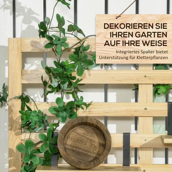 ComfortXL - Coffre de rangement jardin en bois de sapin naturel 80 x 45 x 160 cm avec treillis 4 étagères et assise - Image 5