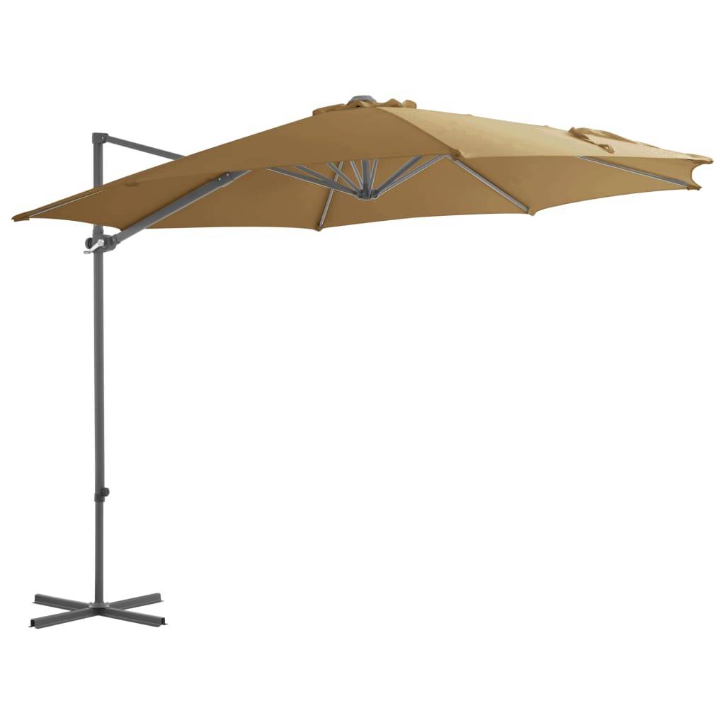 Helloshop26 - Parasol meuble de jardin en porte-à-faux avec mât en acier 300 cm taupe - Image 1