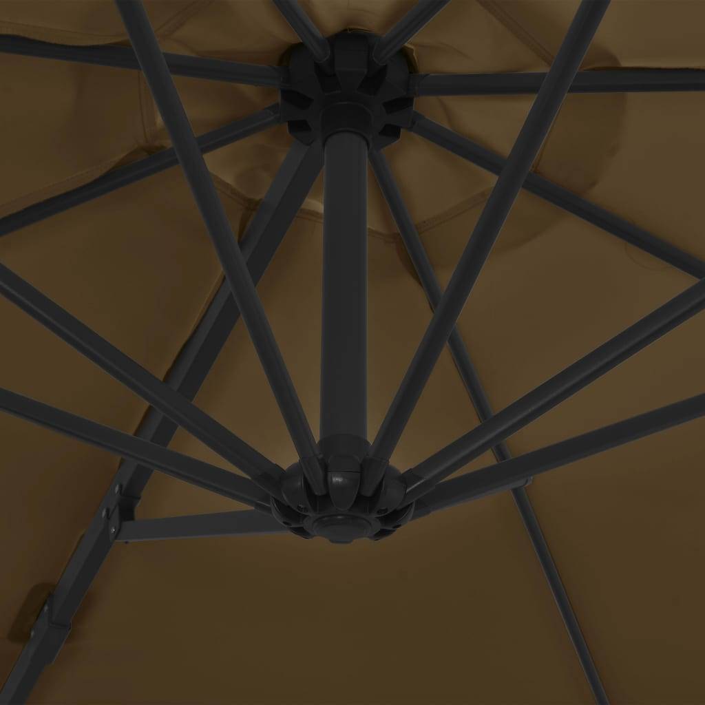 Helloshop26 - Parasol meuble de jardin en porte-à-faux avec mât en acier 300 cm taupe - Image 6