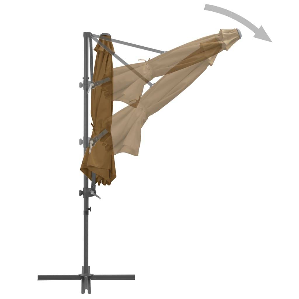 Helloshop26 - Parasol meuble de jardin en porte-à-faux avec mât en acier 300 cm taupe - Image 5