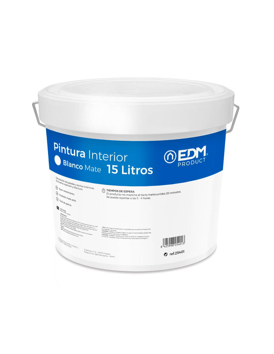 Peinture Plastique Mate Intérieur Blanc 15l Peinture Intérieure Mate Plastique Haute Couvrance - Edm - Image 2