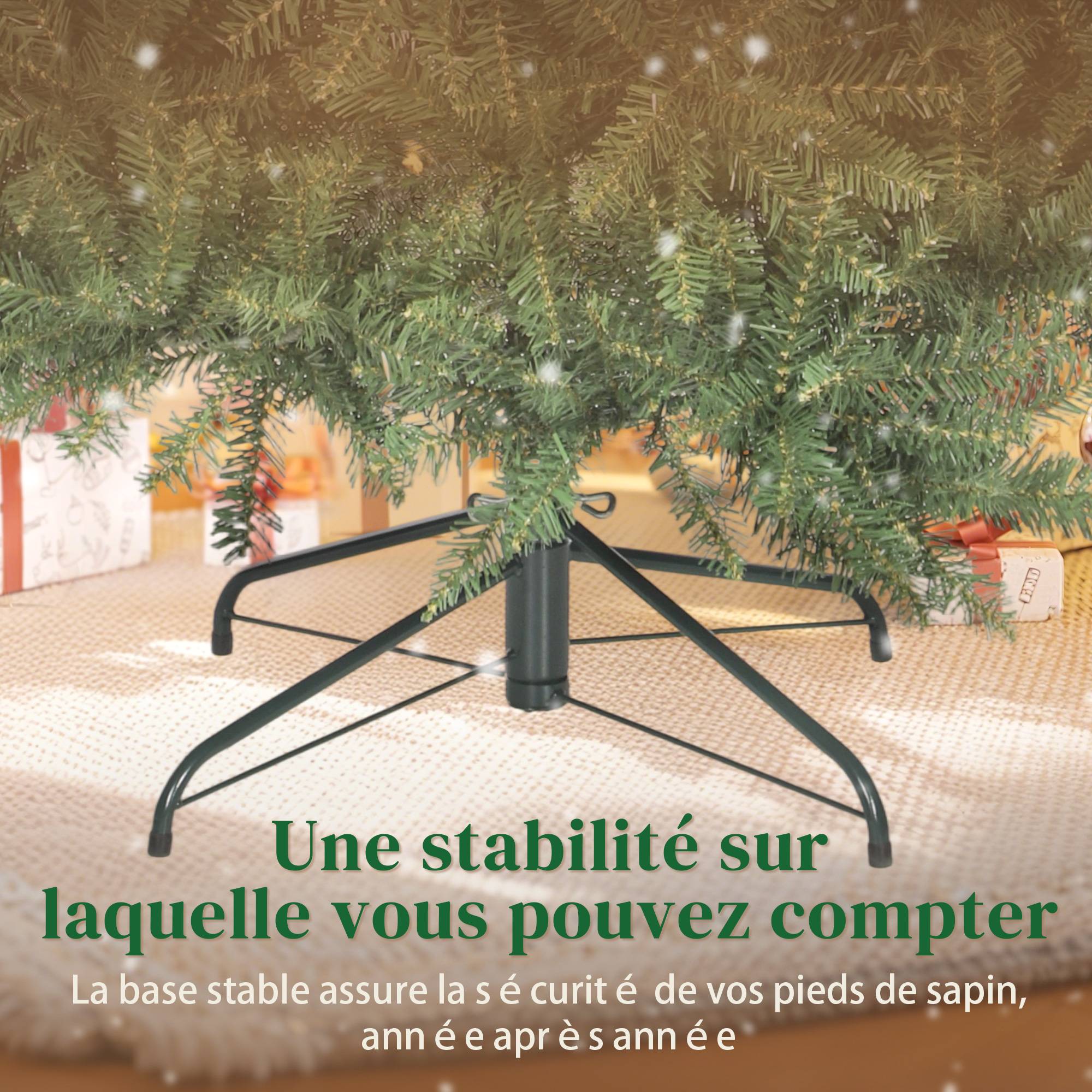 Sapin de Noël artificiel 210 cm, arbre de Noël réaliste avec 2641 pointes de branche articulée, support en métal, vert - Image 9