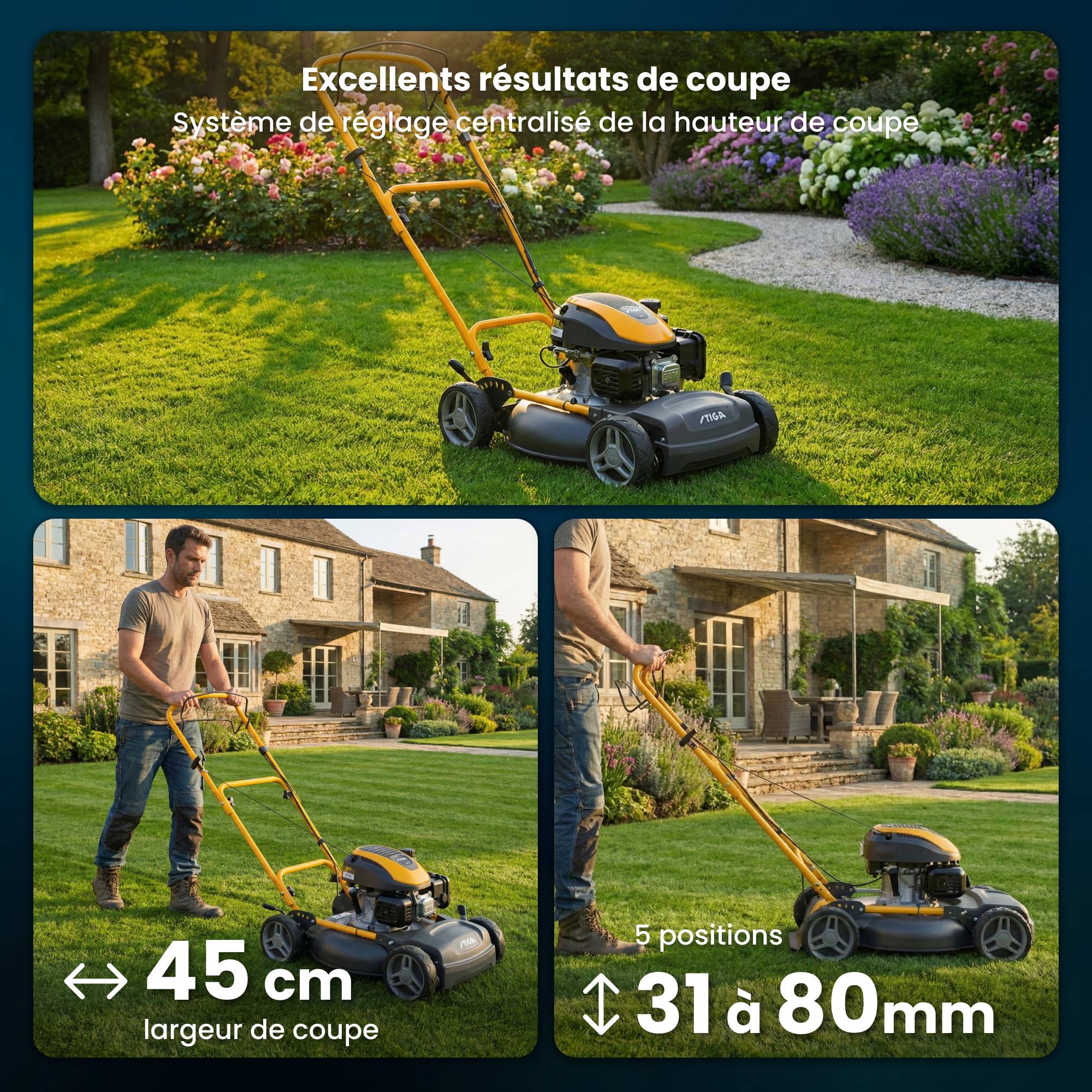 Stiga - Tondeuse MULTICLIP 47 S, 123 cm³, largeur 45 cm, mulching - STIGA - Image 4