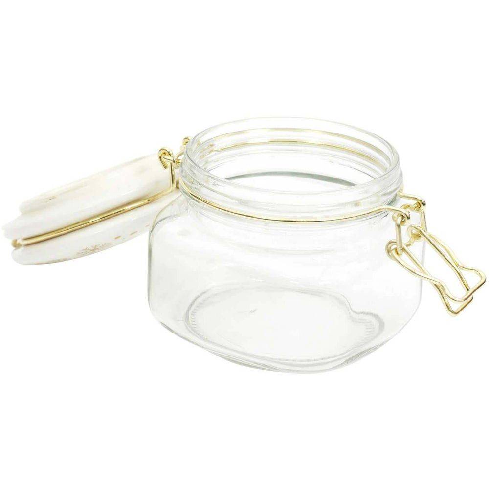 The Home Deco Factory - Set de 2 bocaux en verre couvercle céramique - Image 4