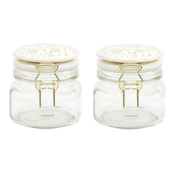 The Home Deco Factory - Set de 2 bocaux en verre couvercle céramique - Image 1