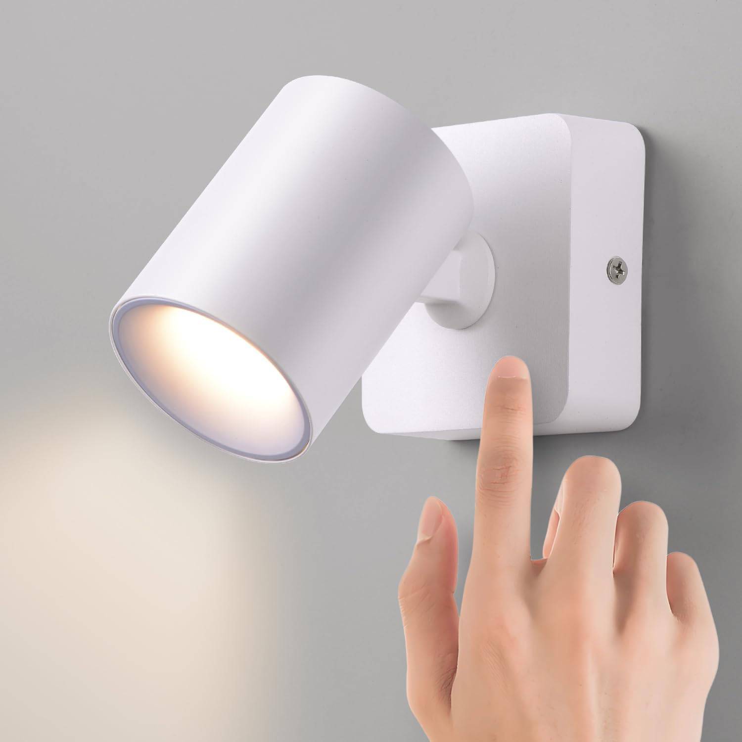 8 in 1 - Applique Murale Intérieur LED 5W Tactile Dimmable Rotatif 350° 3000K Blanc Chaud pour Salon Chambre Escalier Couloir Bureau Blanc - Image 1