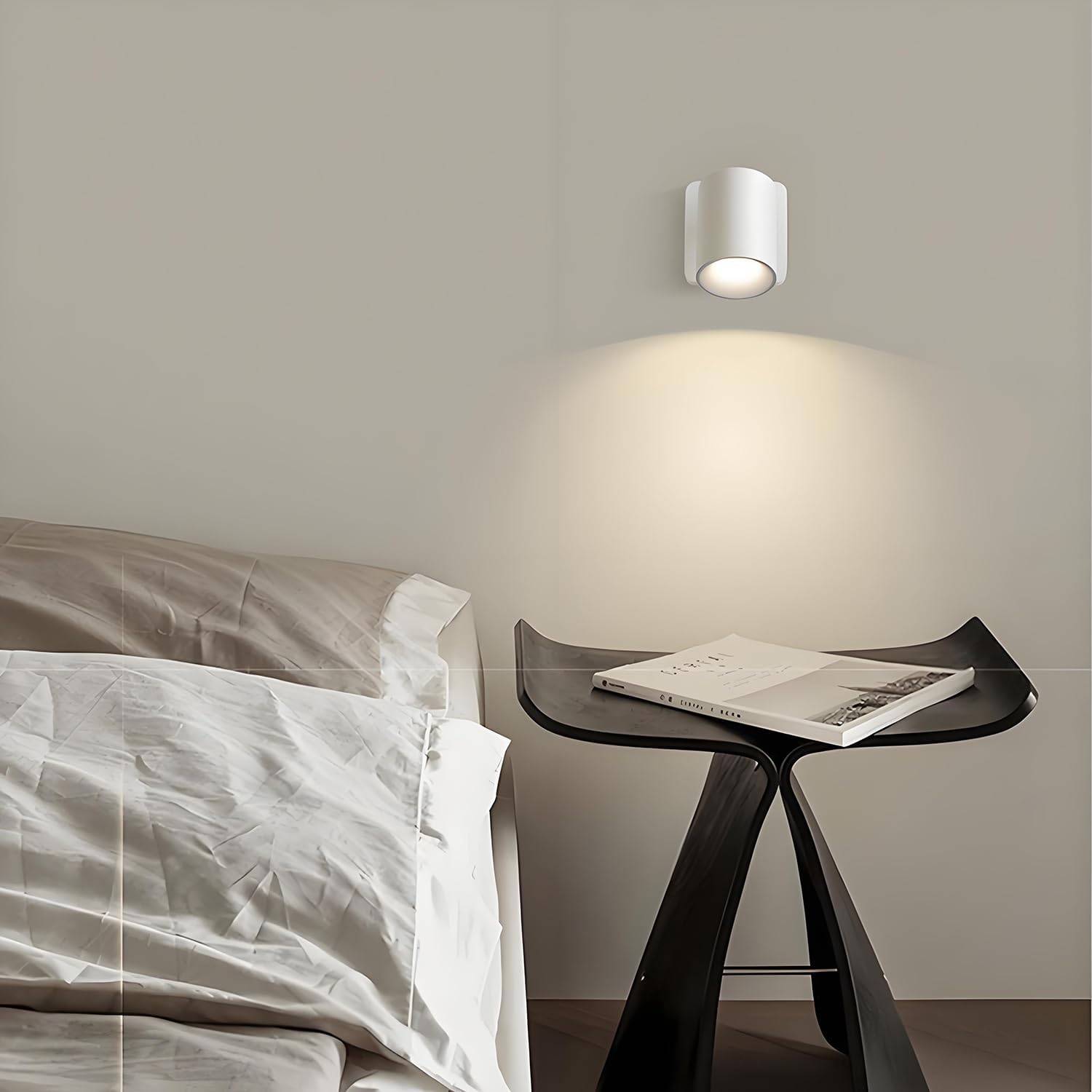 8 in 1 - Applique Murale Intérieur LED 5W Tactile Dimmable Rotatif 350° 3000K Blanc Chaud pour Salon Chambre Escalier Couloir Bureau Blanc - Image 5