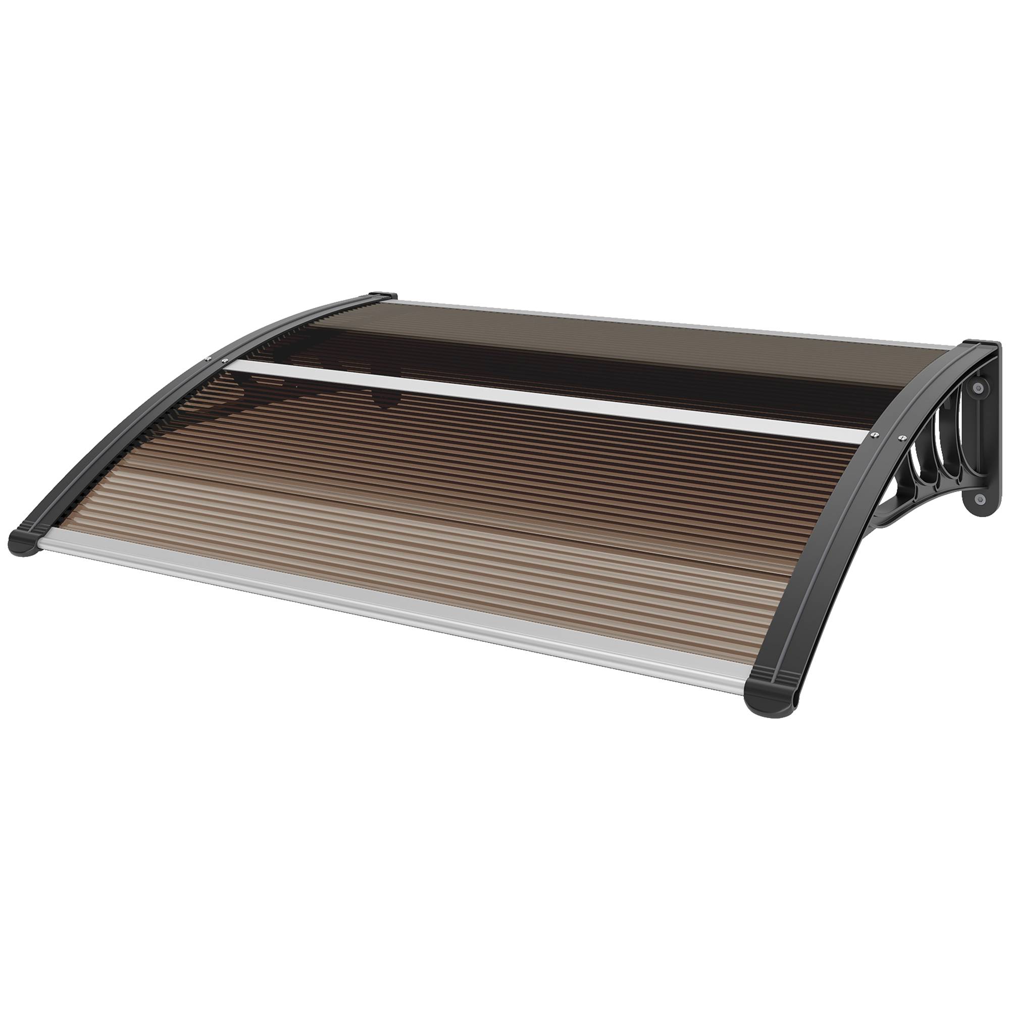 Auvent de Porte Polycarbonate et Alu Entrée Protection Anti-UV 100x75cm Marron - ComfortXL Outdoor Living - Image 2