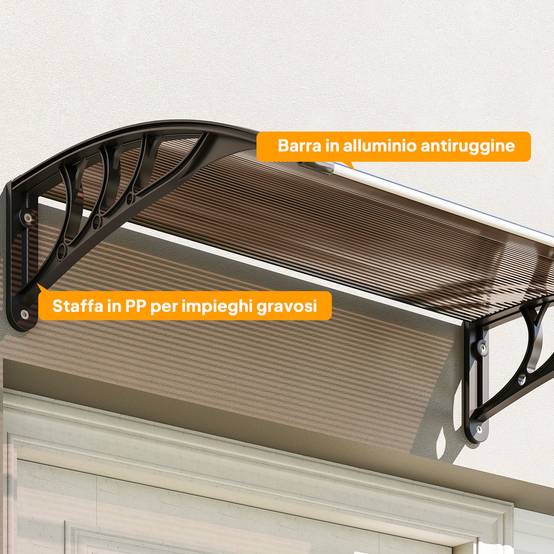 Auvent de Porte Polycarbonate et Alu Entrée Protection Anti-UV 100x75cm Marron - ComfortXL Outdoor Living - Image 10