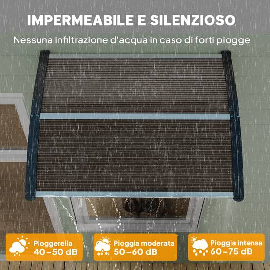 Auvent de Porte Polycarbonate et Alu Entrée Protection Anti-UV 100x75cm Marron - ComfortXL Outdoor Living - Image 7