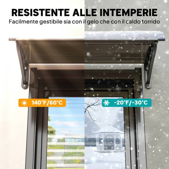 Auvent de Porte Polycarbonate et Alu Entrée Protection Anti-UV 100x75cm Marron - ComfortXL Outdoor Living - Image 8