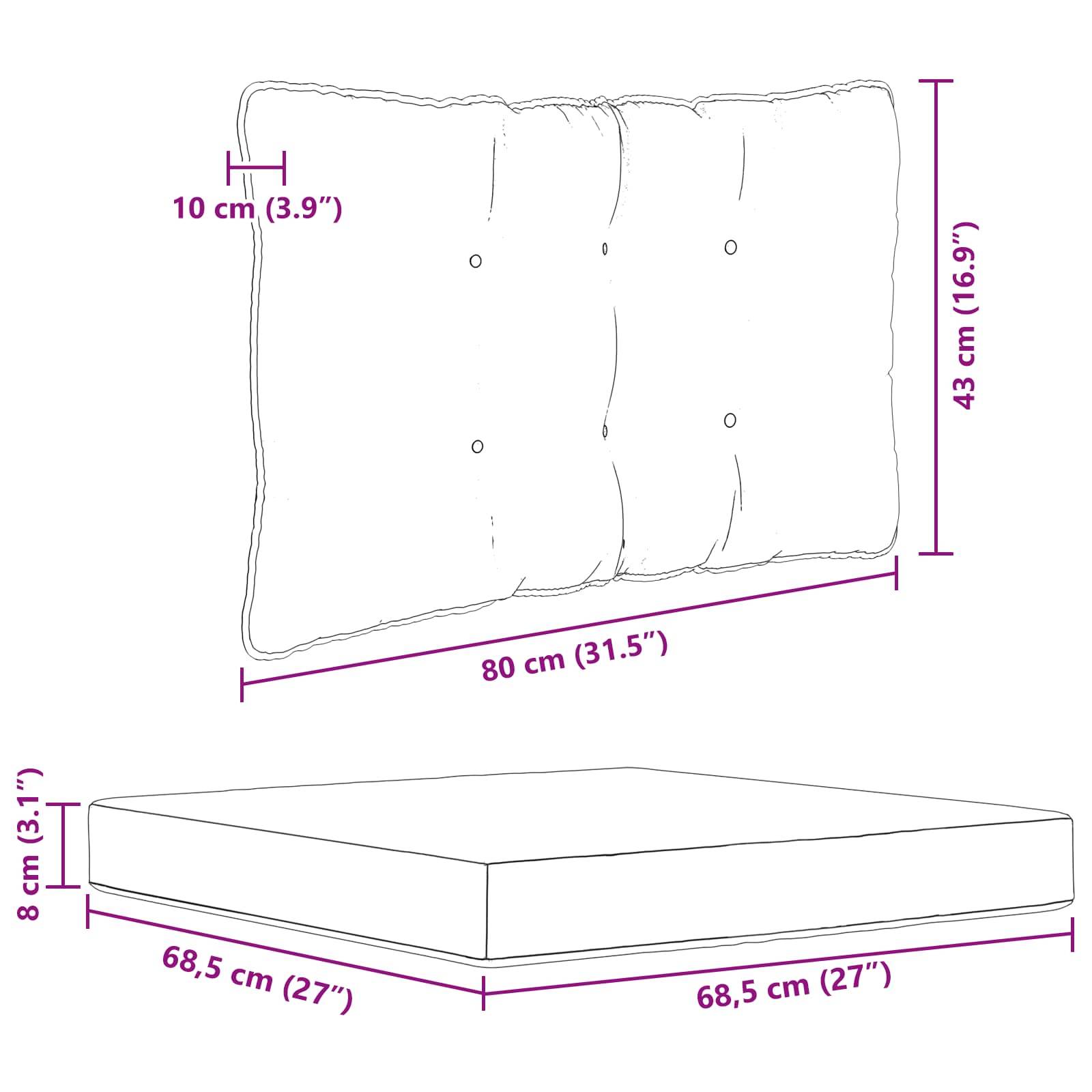 PANGIVO - Coussins de canapé extérieur polyester beige 80 x 43 x 10 cm - PANGIVO - Image 8