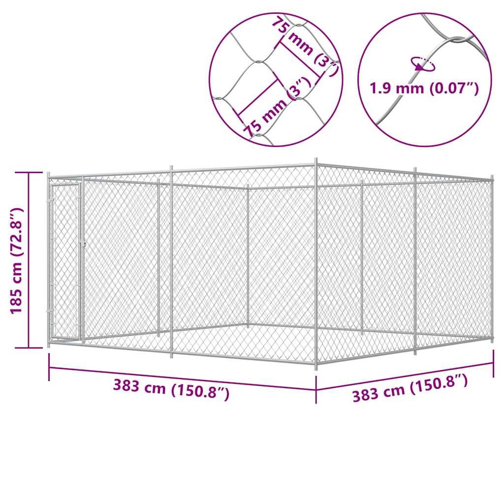 Vidaxl - Chenil extérieur pour chiens 383x383x185 cm vidaXL 145028 - Image 4