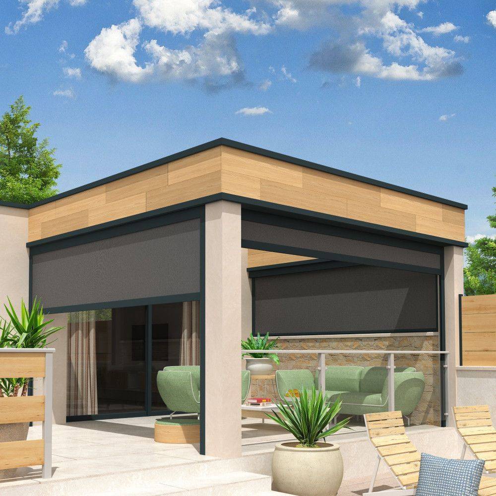 Intersun - Coffre à coulisses pour pergola LOLITE 2,50x2,50 M (Motorisé à Télécommande - Gris Anthracite - Gris Graphite) - INTERSUN - Image 1
