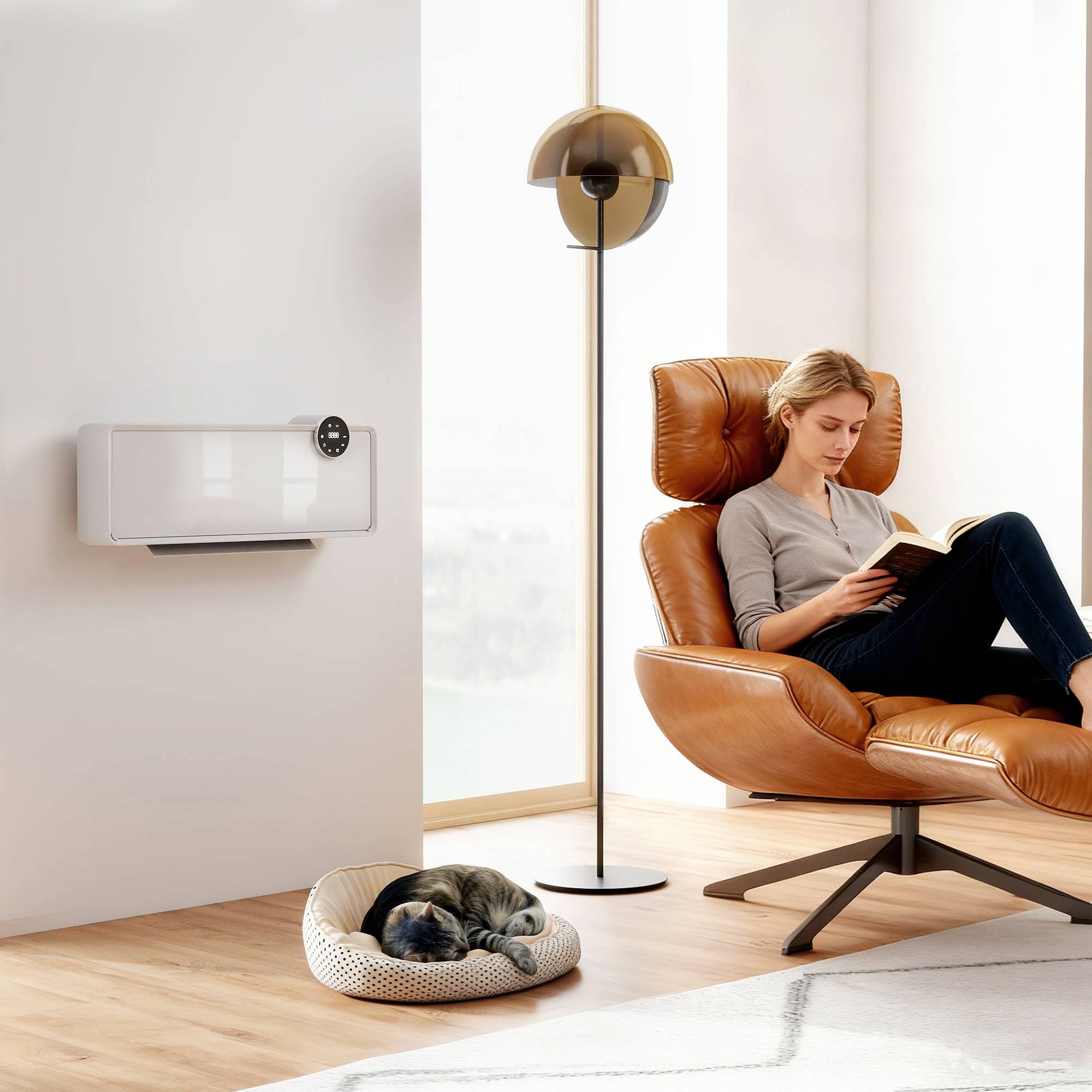 Radiateur électrique mural en céramique 2000 W avec 3 modes, température réglable, minuterie et télécommande, blanc - Image 3