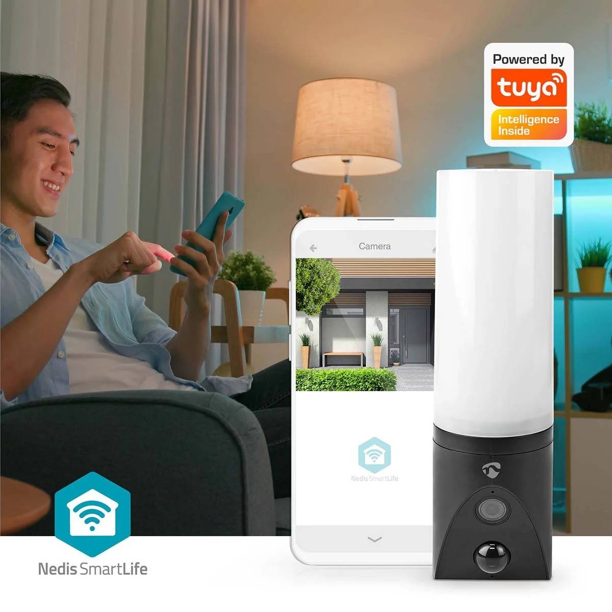 Caméra de sécurité Extérieure Wi-Fi Full HD Détection de mouvement Vision Nocturne éclairage 1000 lumens IP65  Nedis - Image 4