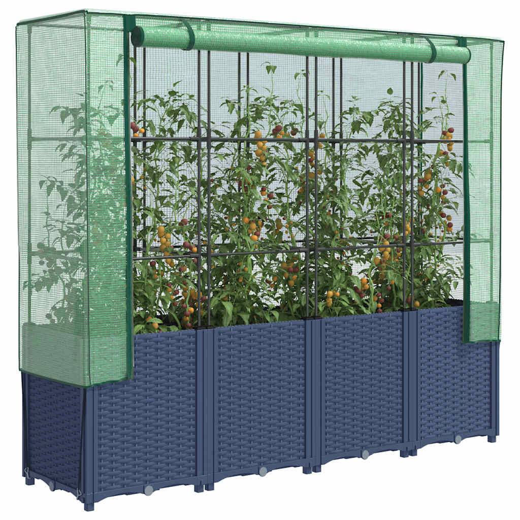 PANGIVO - Carré potager surélevé PP bleu-gris avec housse PE 160 x 40 x 153 cm - PANGIVO - Image 1