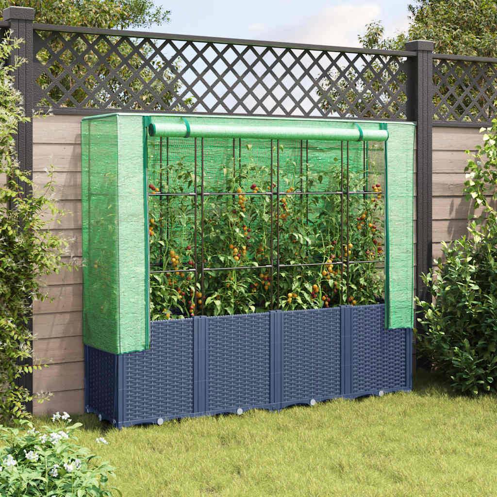 PANGIVO - Carré potager surélevé PP bleu-gris avec housse PE 160 x 40 x 153 cm - PANGIVO - Image 3