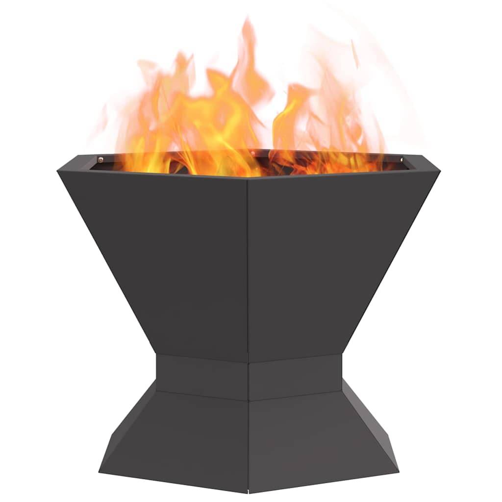 ComfortXL - Brasero hexagonal en acier pour jardin chauffage extérieur Noir 50x40cm – ComfortXL Outdoor Living - Image 3