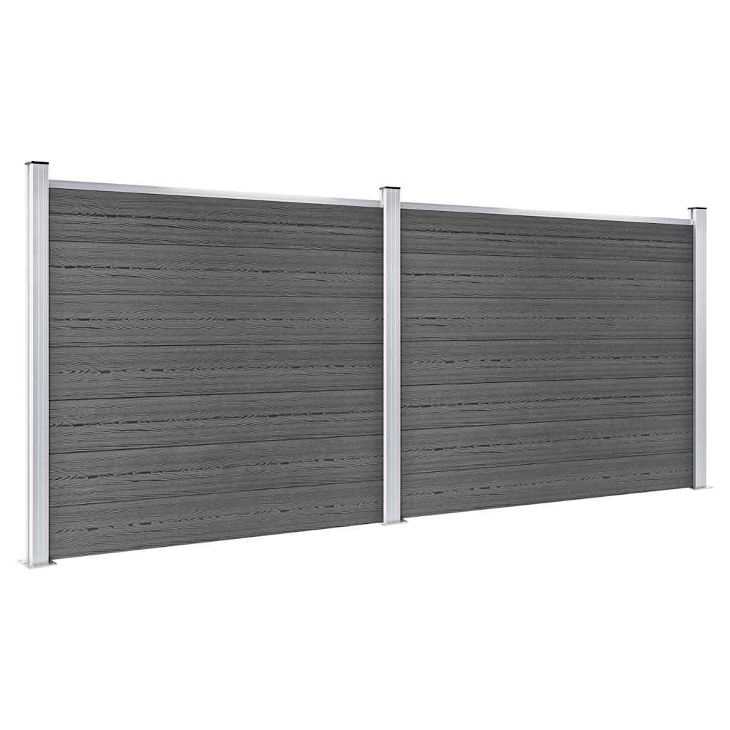 PANGIVO - Ensemble de panneau de clôture WPC Noir 353 x 146 cm - PANGIVO - Image 2