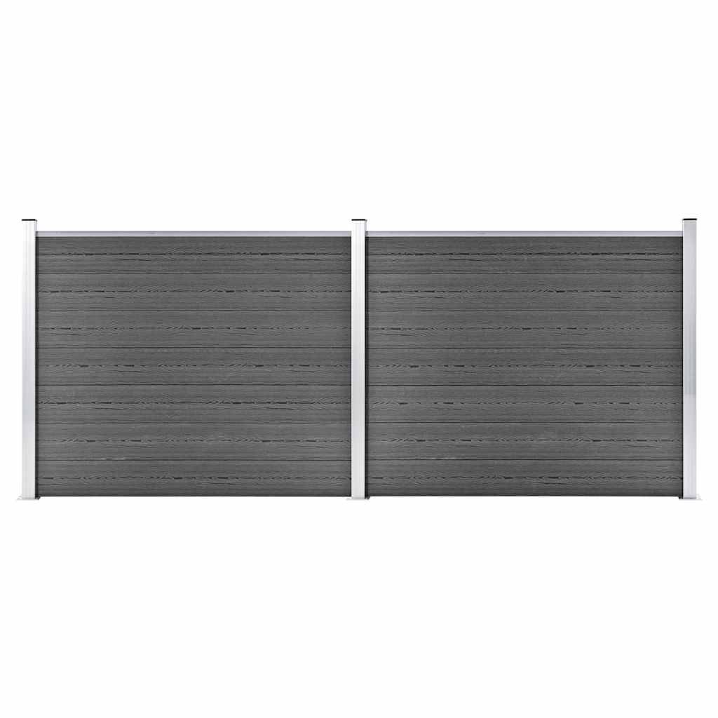 PANGIVO - Ensemble de panneau de clôture WPC Noir 353 x 146 cm - PANGIVO - Image 1