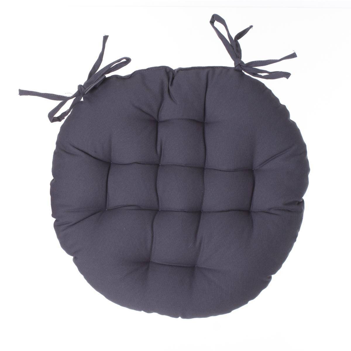 Lot de 2 Galettes de chaise en Coton Gris foncé D 38 cm - Image 3
