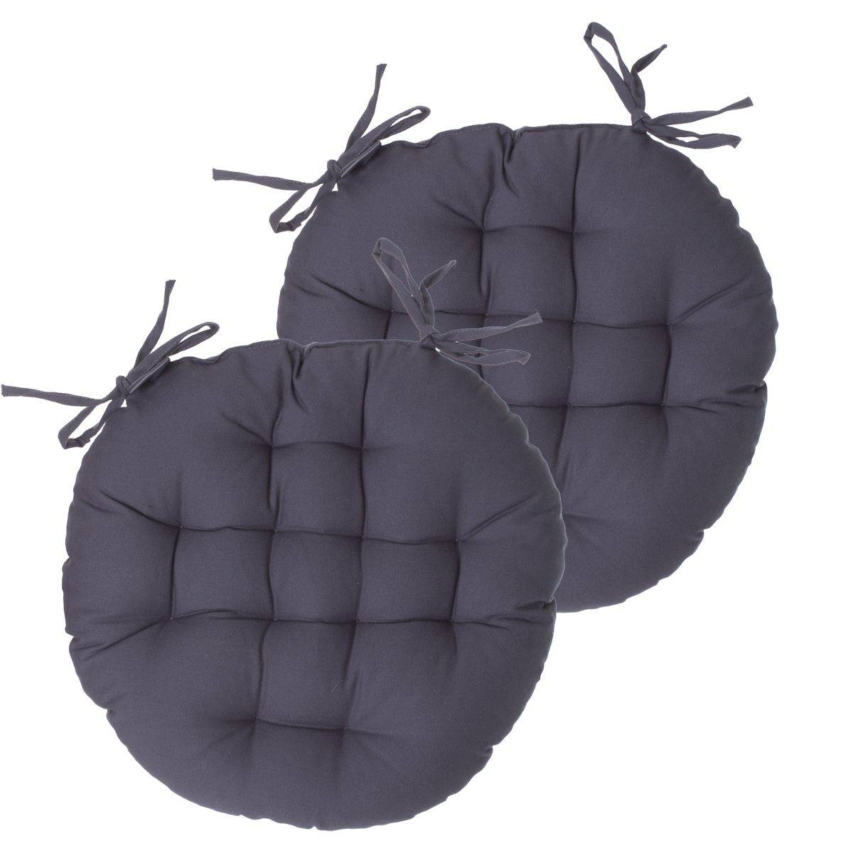 Lot de 2 Galettes de chaise en Coton Gris foncé D 38 cm - Image 1