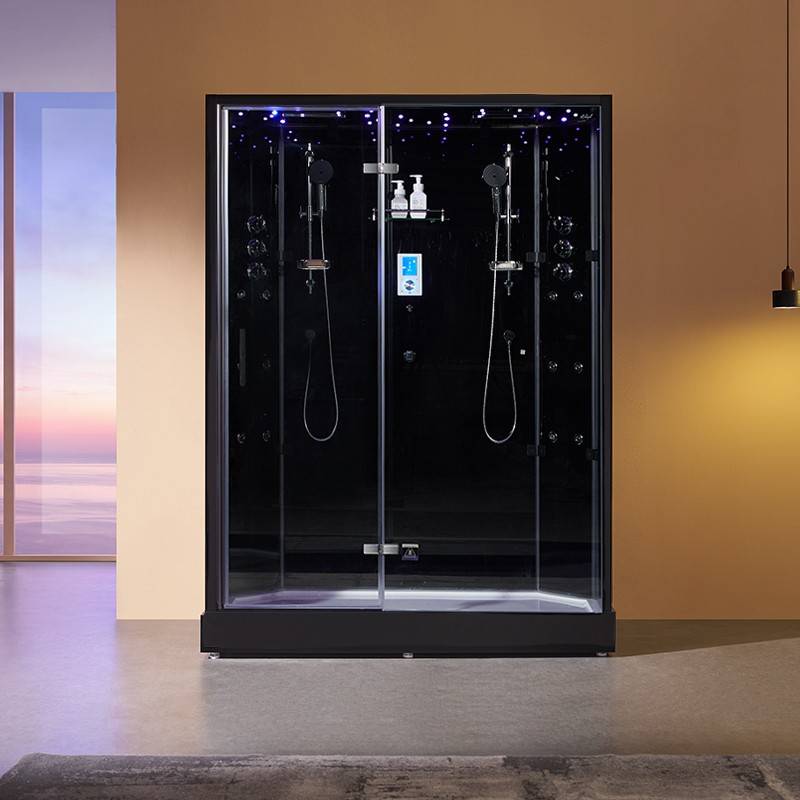 Cabine douche hammam XDUAL 160 BLACK Archipel® - 160x90 cm - Image 1