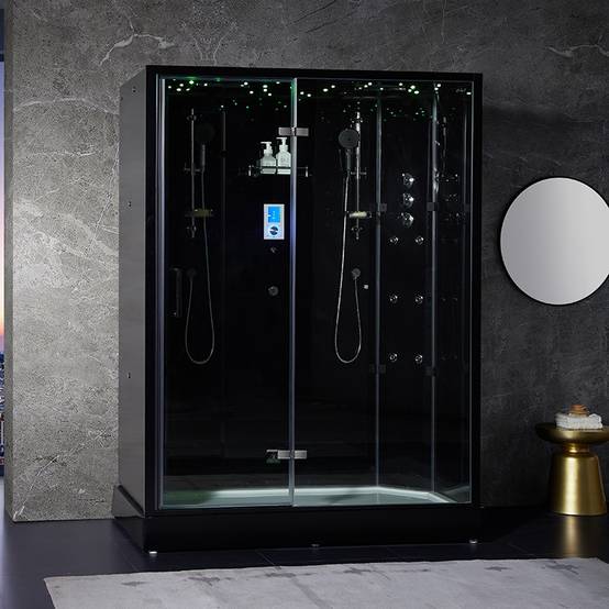 Cabine douche hammam XDUAL 160 BLACK Archipel® - 160x90 cm - Image 2