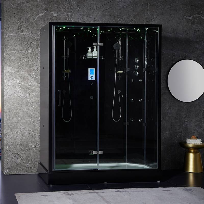 Cabine douche hammam XDUAL 160 BLACK Archipel® - 160x90 cm - Image 2