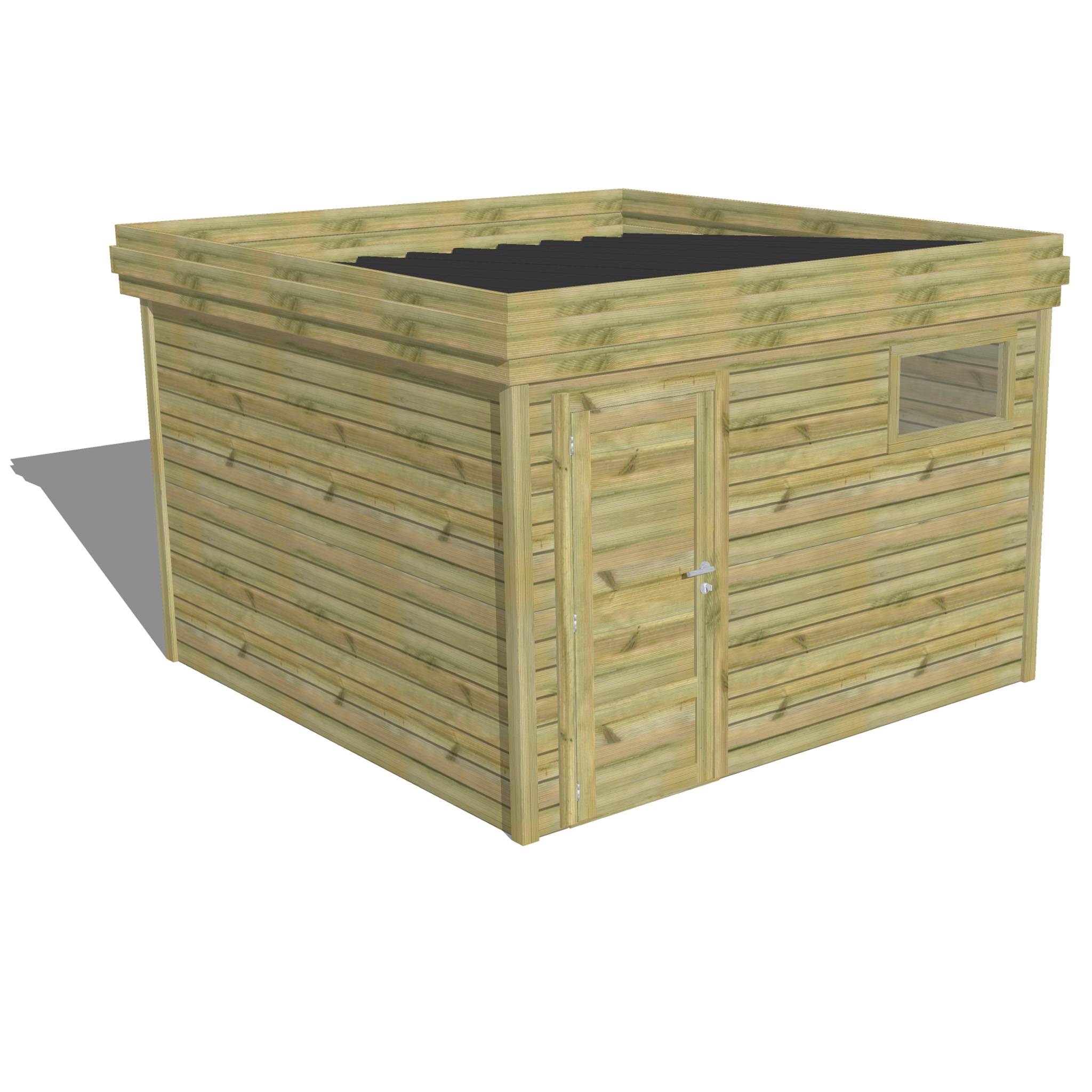 Abri Français - ABRI DE JARDIN bois  autoclave 27mm - 3,44x3,44m / 12m2 - Bac acier - Abri Français - Image 1