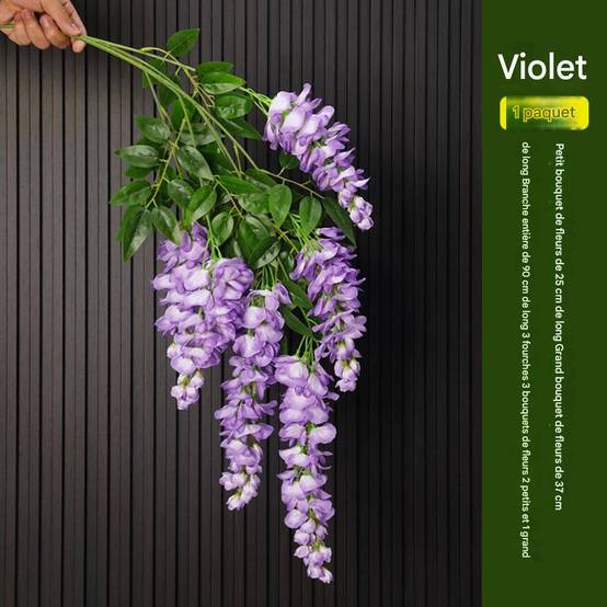 Décoration Plafond Glycine et Cassia Artificielles Violet - Lot de 2 - Fleurs Réalistes Sans Entretien - Lytech - Image 2