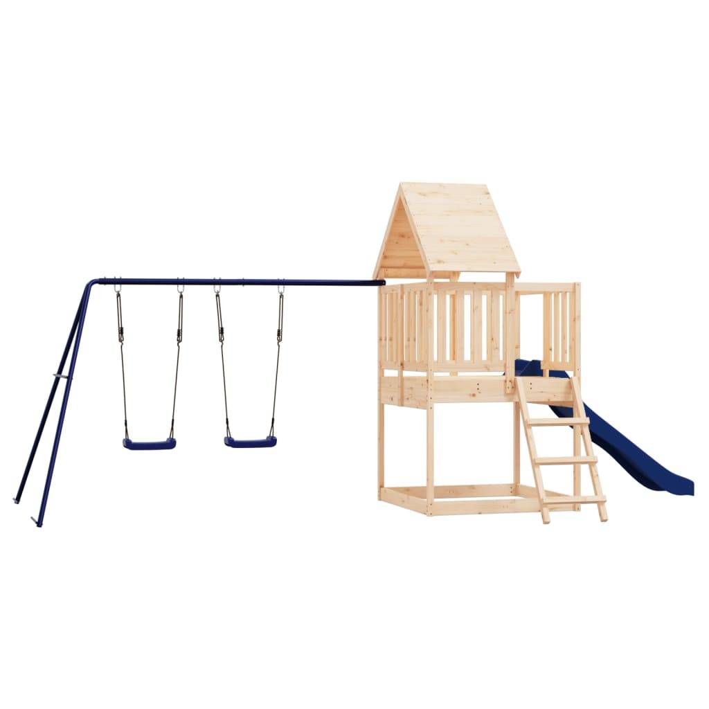 Helloshop26 - Aire de jeux d'extérieur balançoires toboggan portiques robuste jeux jardin 564 x 235 x 228 cm bois de pin massif - Image 1