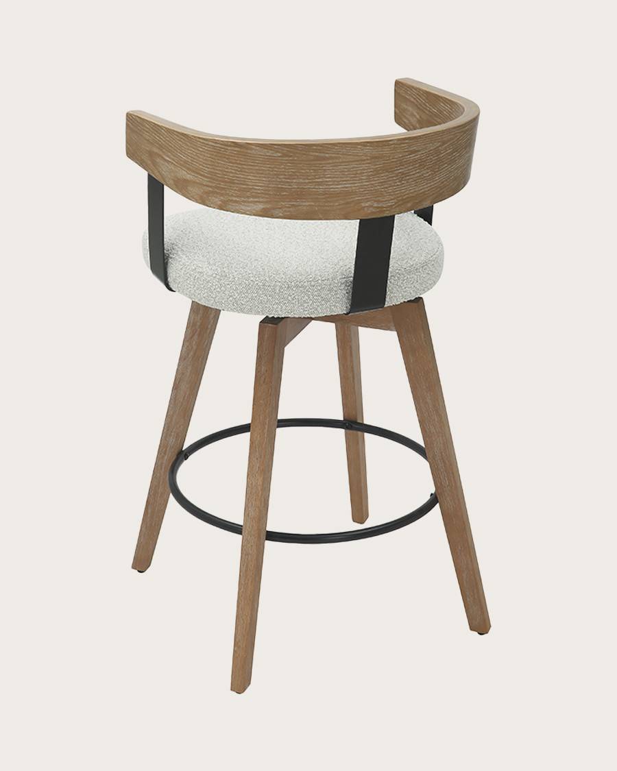 Micha - Chaise de bar en tissu et pieds en bois - UNIQKA - Image 4