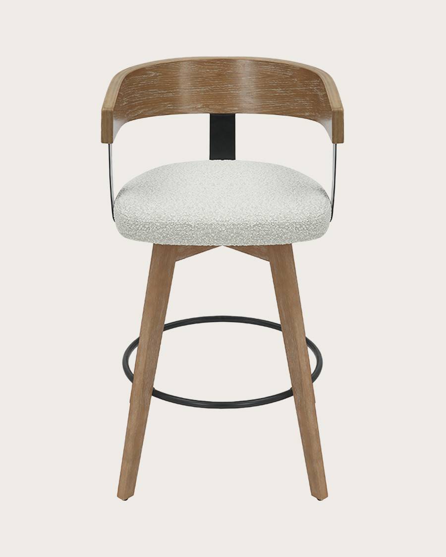 Micha - Chaise de bar en tissu et pieds en bois - UNIQKA - Image 8