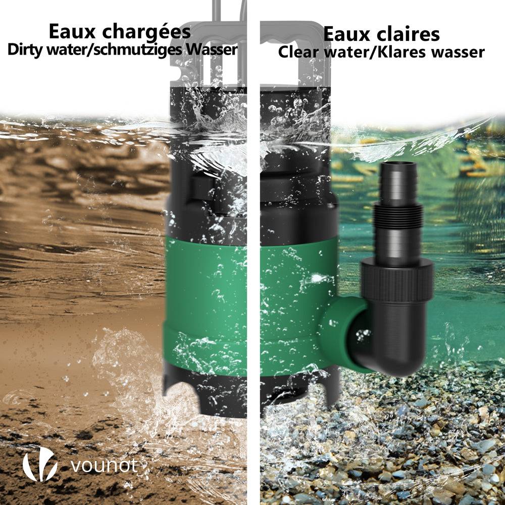 Pompe evacuation pour eaux chargees 8000L/H profondeur 7m vert - Image 3