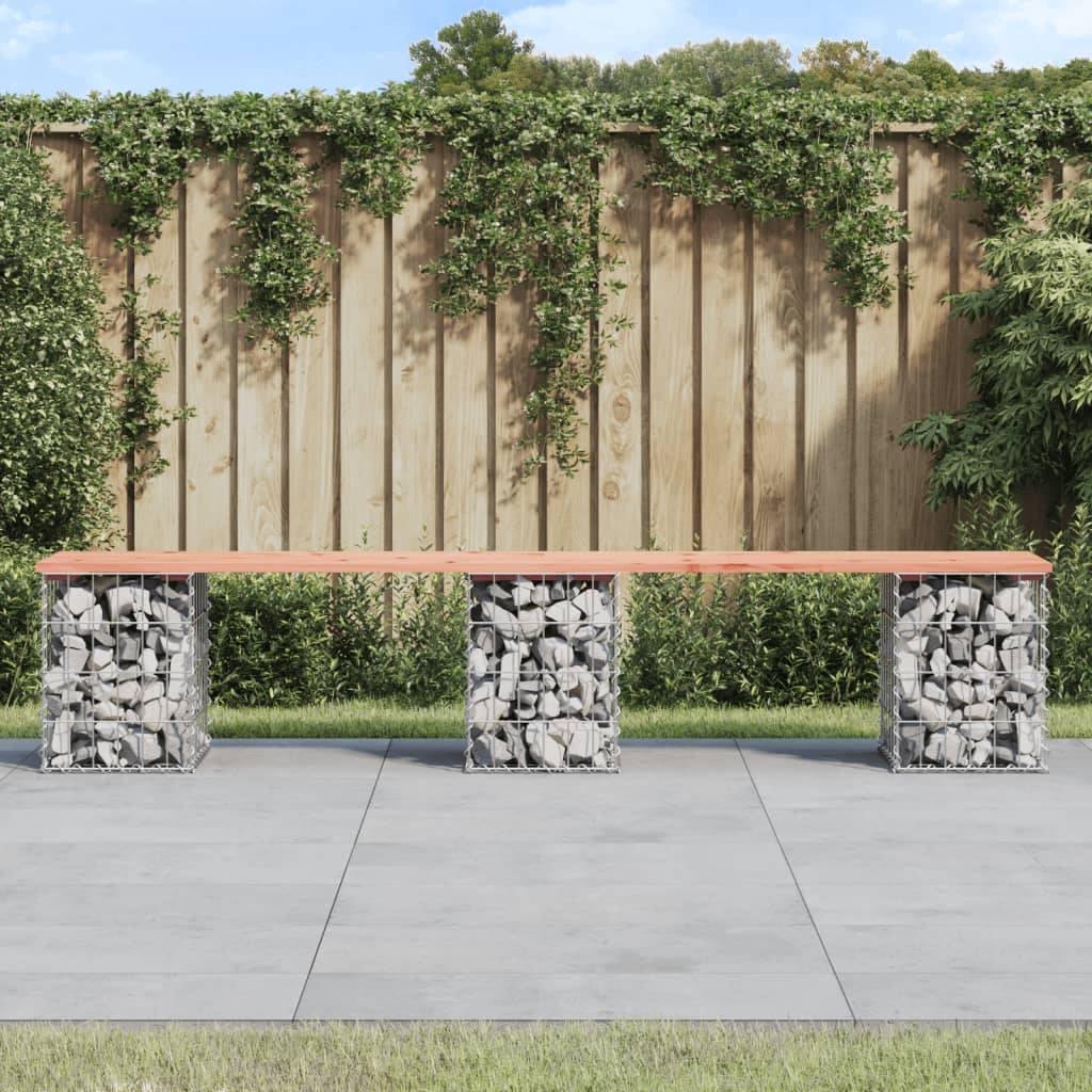 Maison Chic - Banc de jardin - Banc d'extérieur - Banquette design gabion 203x31x42cm bois massif de douglas - Image 2
