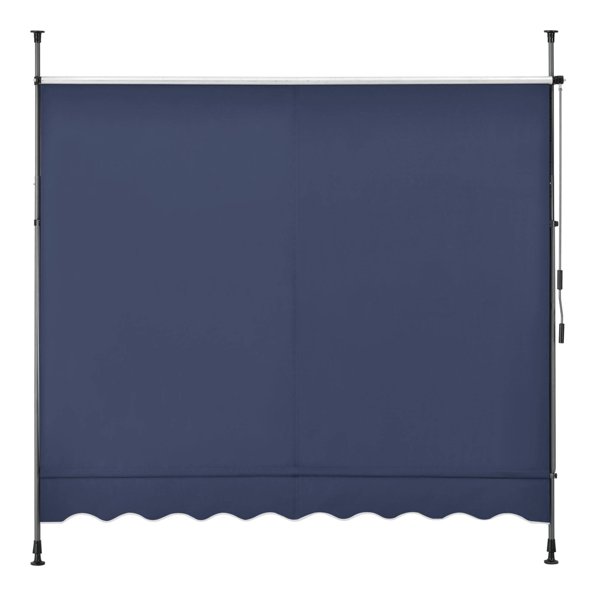 Helloshop26 - Store banne téléscopique acier polyester 350 x 120 x 200-300 cm bleu foncé - Image 4