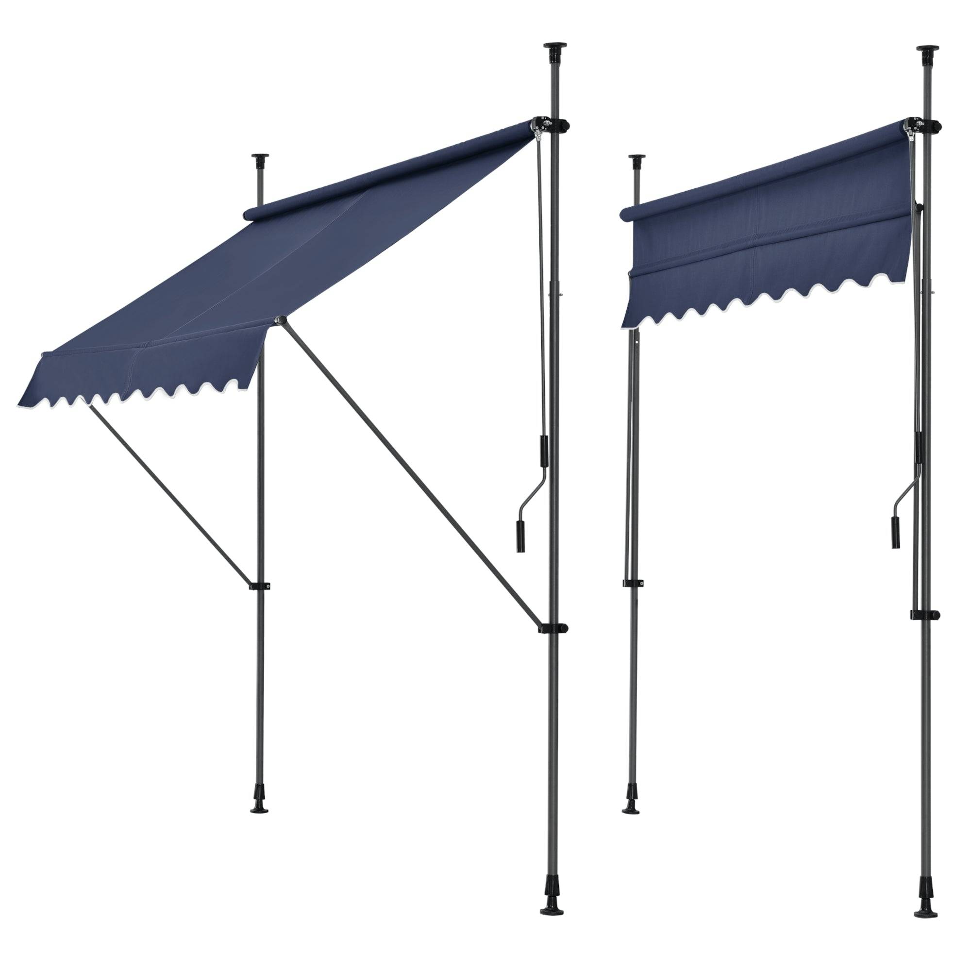 Helloshop26 - Store banne téléscopique acier polyester 350 x 120 x 200-300 cm bleu foncé - Image 1